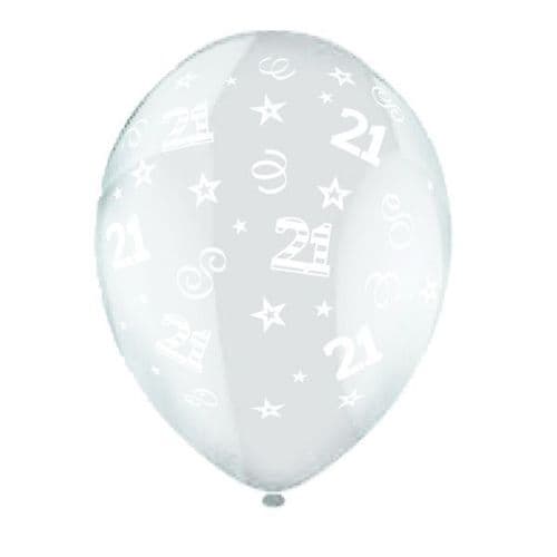 25 x 11" Birthday Perfection 21 Crystal Celebration Clear Balloons