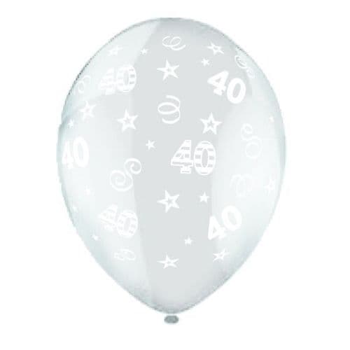 25 x 11" Birthday Perfection 40 Crystal Celebration Clear Balloons