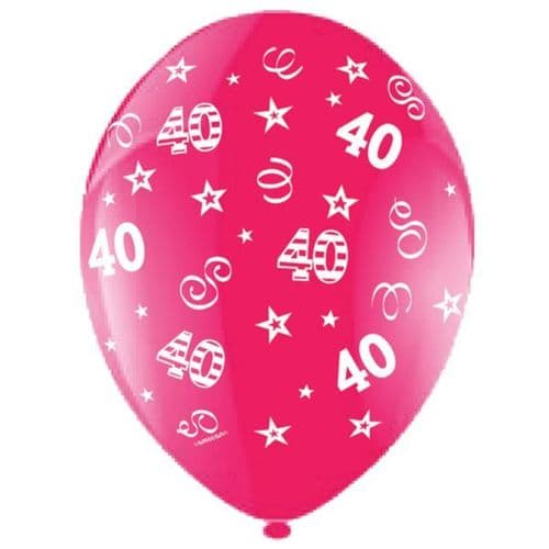 25 x 11" Birthday Perfection 40 Crystal Celebration Fuchsia Balloons