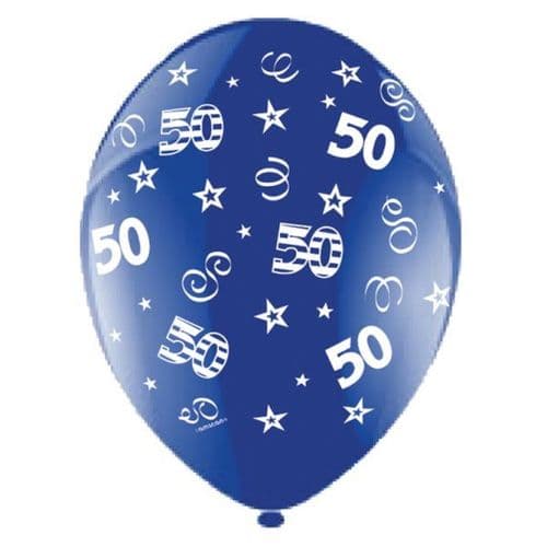25 x 11" Birthday Perfection 50 Crystal Celebration Blue Balloons