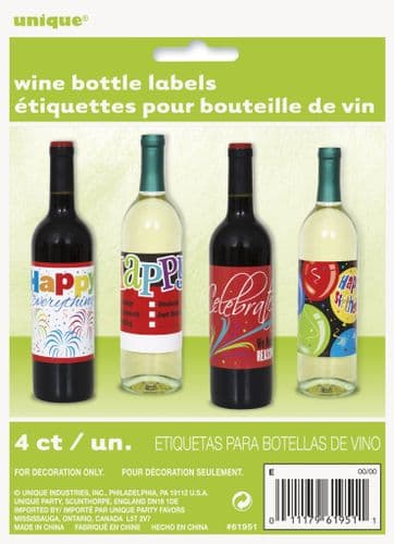 4 Celebrate Happy Birthday Wine Bottle Label