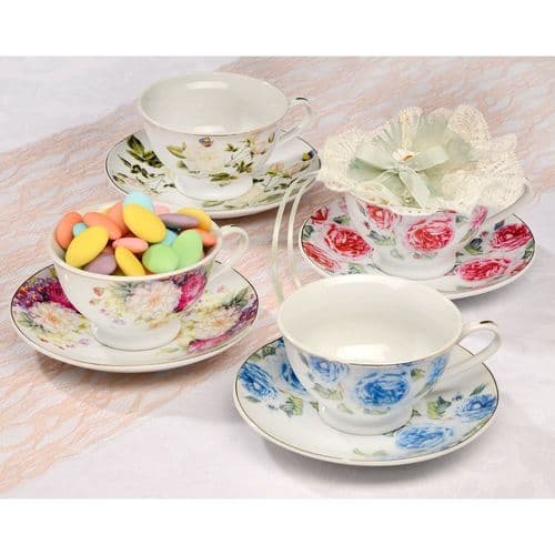 4 Assorted Vintage Teacups and Saucers