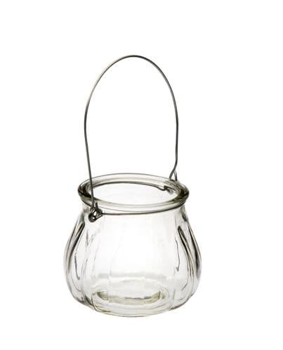 6 x Clear Large Glass Jar with Handle - 90mm x 80mm