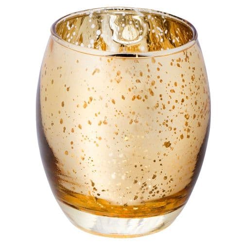 6 x Gold Large Glass Candle Holder - 75mm x 90mm