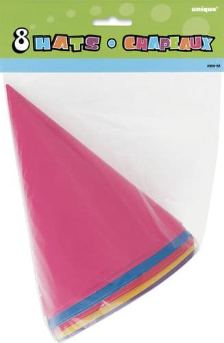 8 Party Hats-Assorted Colors 8's