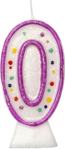 Age 0 Numeral Moulded Candle Purple