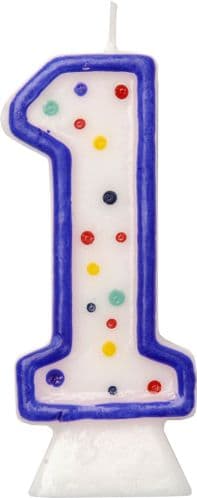 Age 1 Numeral Moulded Candle Blue
