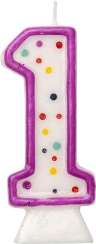 Age 1 Numeral Moulded Candle Purple