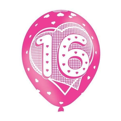 Age 16 Pink Latex Balloons