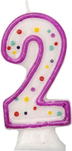 Age 2 Numeral Moulded Candle Purple