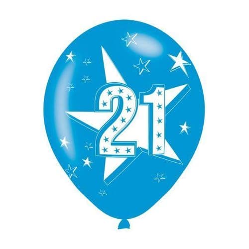 Age 21 Blue Latex Balloons