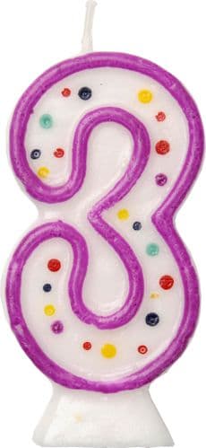 Age 3 Numeral Moulded Candle Purple