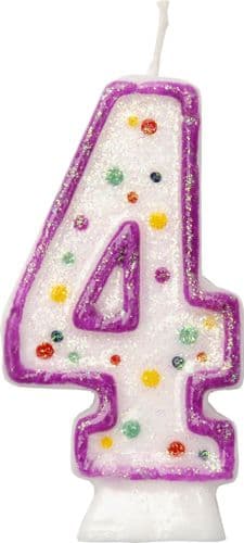Age 4 Numeral Moulded Candle Purple