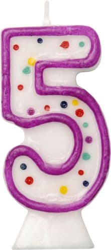 Age 5 Numeral Moulded Candle Purple