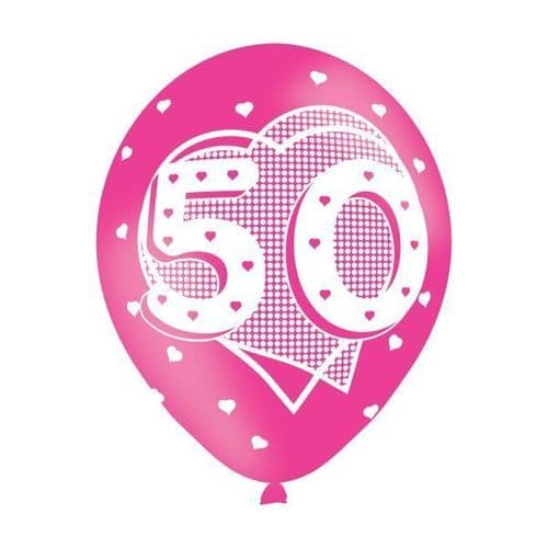 Age 50 Pink Latex Balloons