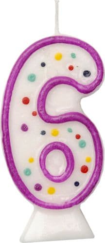 Age 6 Numeral Moulded Candle Purple