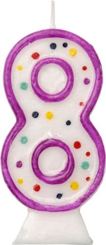 Age 8 Numeral Moulded Candle Purple