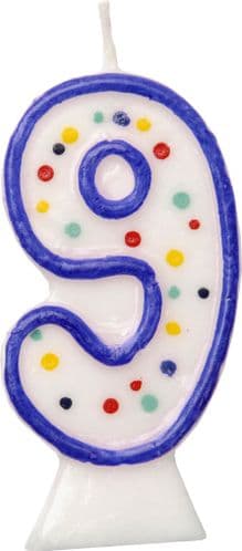 Age 9 Numeral Moulded Candle Blue