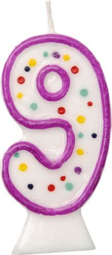 Age 9 Numeral Moulded Candle Purple