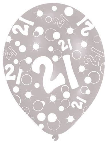 All Round Printed Age 21 Latex Balloons