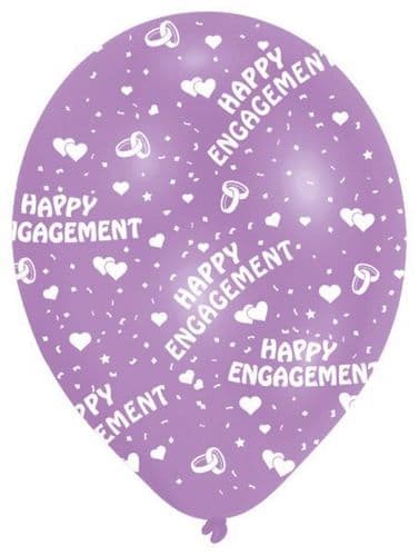 All Round Printed Engagement Latex Balloons 6's
