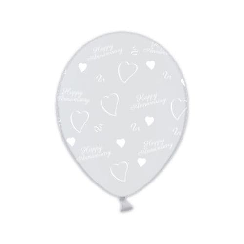 Anniversary  Celebration Clear Printed Latex Balloons packet of 25
