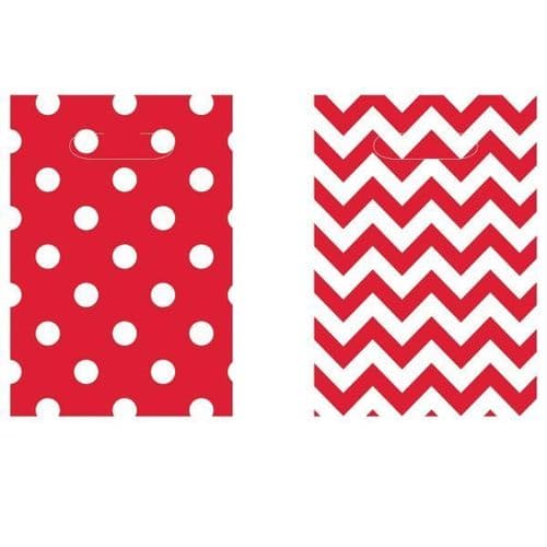 Apple Red Dots & Chevron Loot Bags 8 per pack.