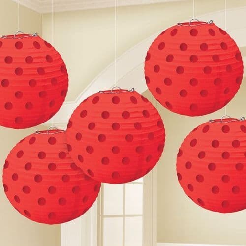 Apple Red Hot Stamped Paper Lanterns 12cm pack of 5.