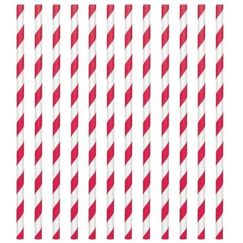 Apple Red Paper Straws 19cm pack of 24.