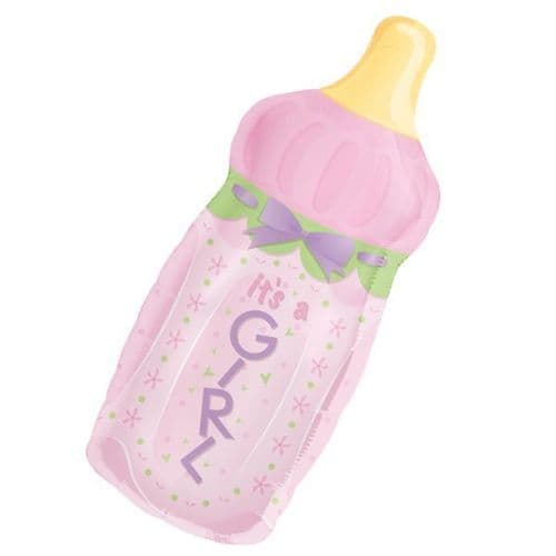 Baby Bottle Girl SuperShape Foil Balloon 13" x 31"