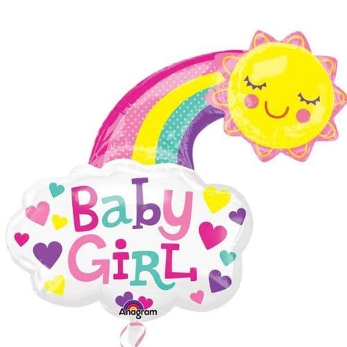 Baby Girl Bright Happy Sun SuperShape Foil Balloon 30" x 30"
