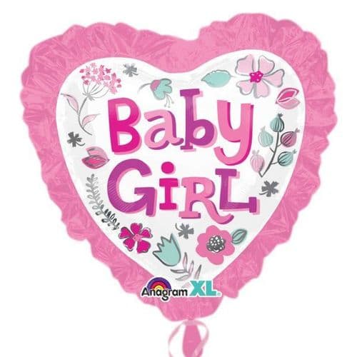 Baby Girl Heart Ruffle SuperShape Foil Balloon