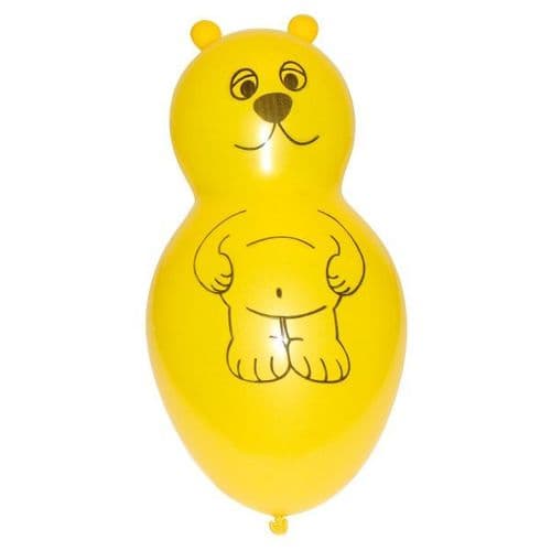 Bear Shaped Yellow Latex Balloons 4 per pack.