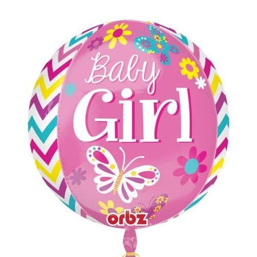 Beautiful Baby Girl Orbz Foil Balloon 15" x 16"
