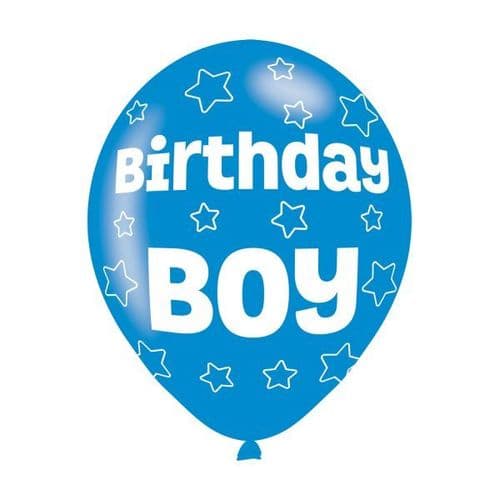Birthday Boy Blue Latex Balloons 11" packet of 6