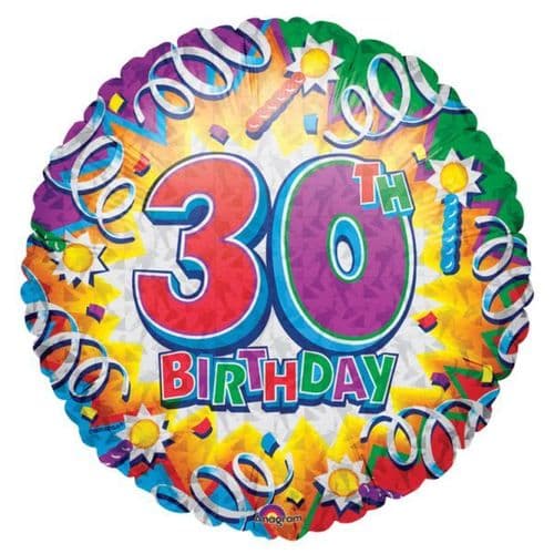 Birthday Explosion 30th Prismatic Foil Balloon