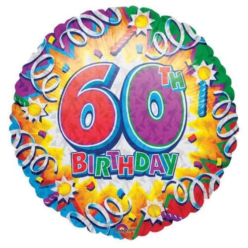 Birthday Explosion 60th Prismatic Foil Balloon