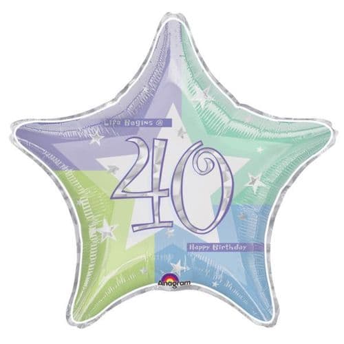 Birthday Shimmer 40th Prismatic Foil Balloon