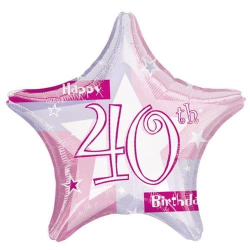 Birthday Shimmer Pink 40th Prismatic Foil Balloon
