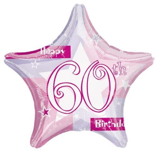 Birthday Shimmer Pink 60th Prismatic Foil Balloon