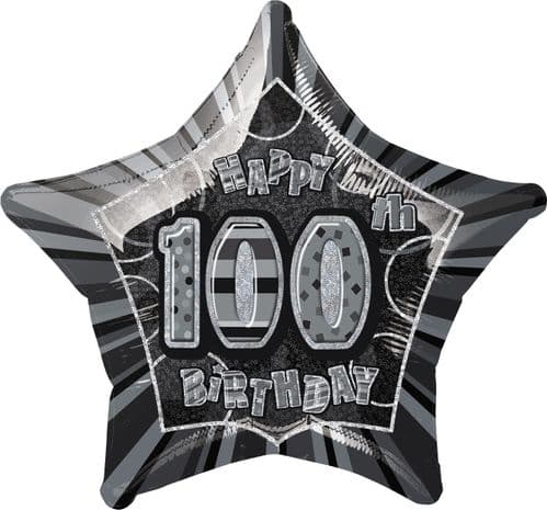 Black Glitz Star Prism 100th Balloon