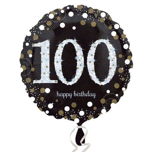 Black & Gold 100th Birthday Foil Balloon