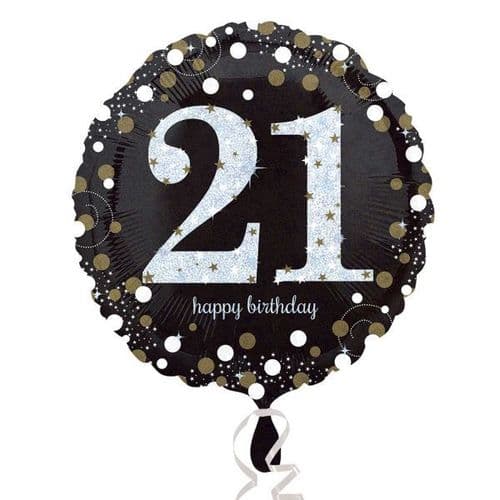 Black & Gold 21st Birthday Foil Balloon