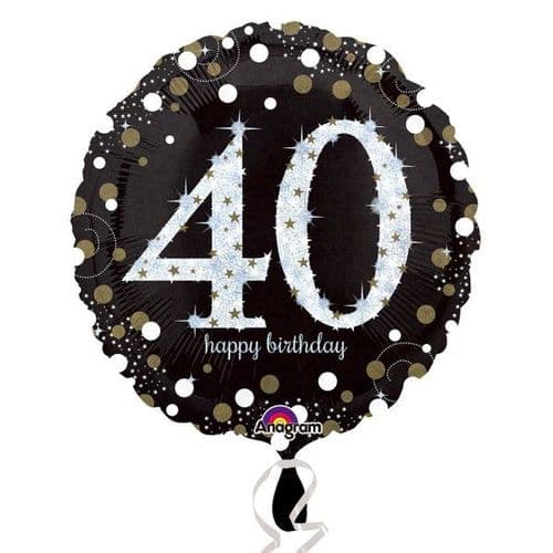 Black & Gold 40th Birthday Foil Balloon