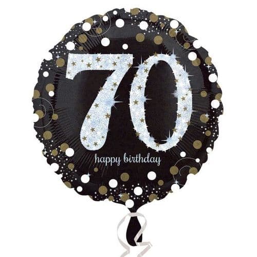 Black & Gold 70th Birthday Foil Balloon