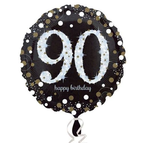Black & Gold 90th Birthday Foil Balloon