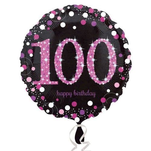Black & Pink 100th Birthday Foil Balloon