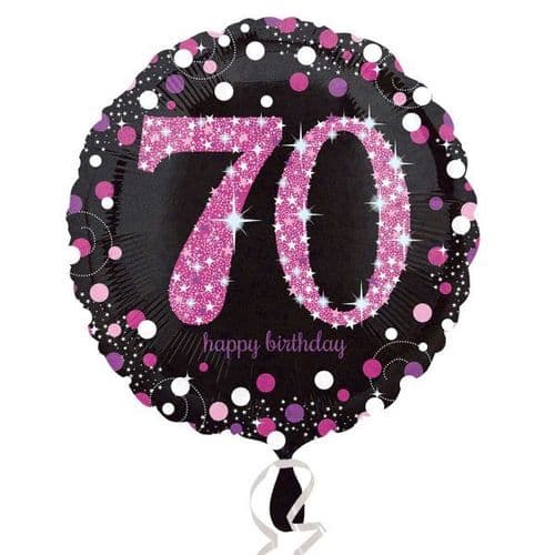 Black & Pink 70th Birthday Foil Balloon