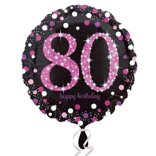 Black & Pink 80th Birthday Foil Balloon