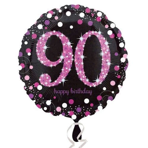 Black & Pink 90th Birthday Foil Balloon